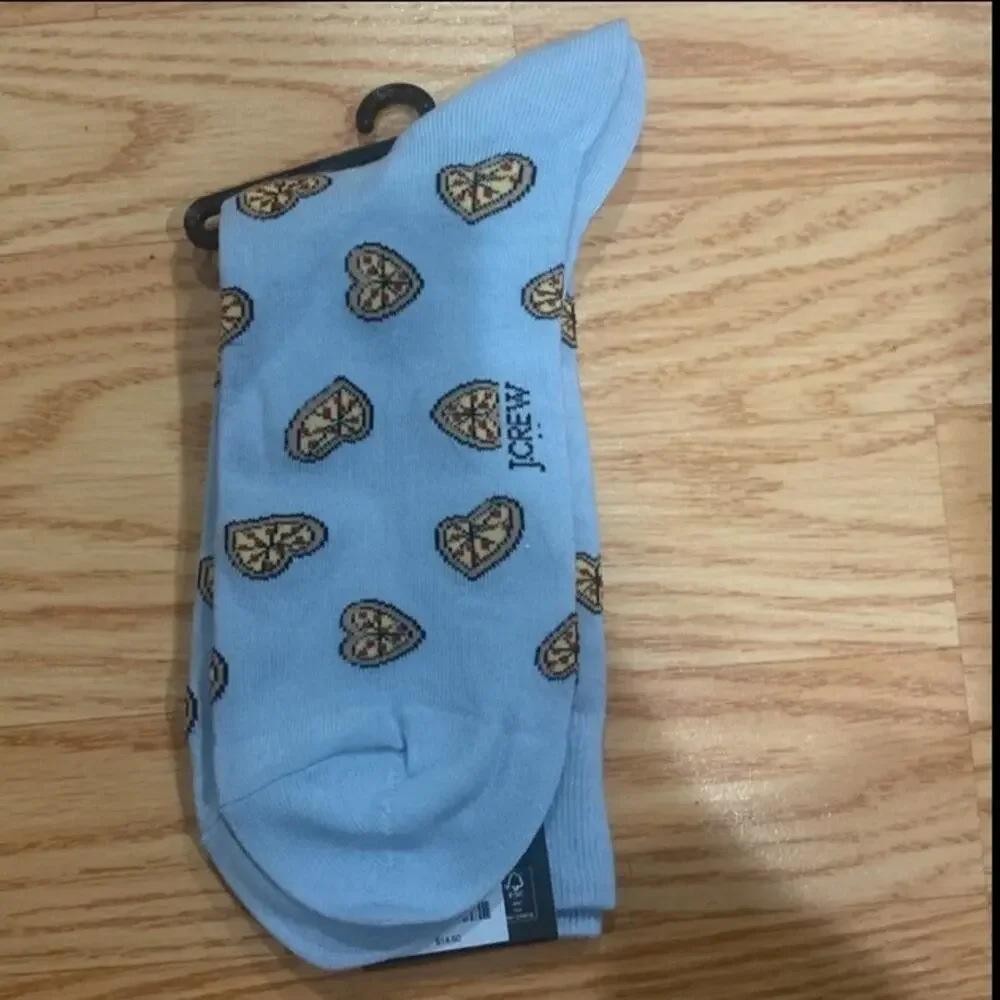 J. Crew Heart-Shaped Pizza Socks - Light Blue - New
